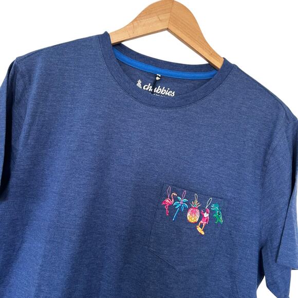 Chubbies Christmas Ornament Blue Pocket T Shirt Sz M - Picture 1 of 5